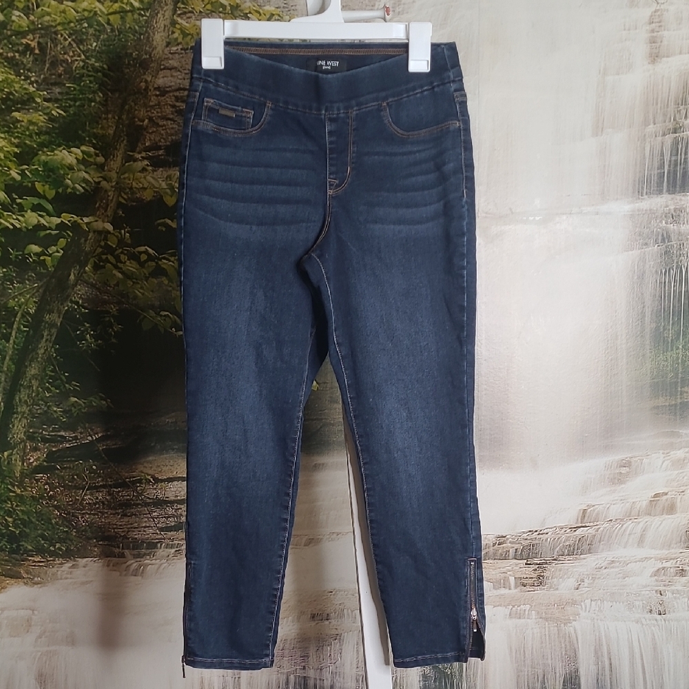 Nine West Womens 4 Heidi Cropped Skinny Jean Jeggings with Ankle zippers